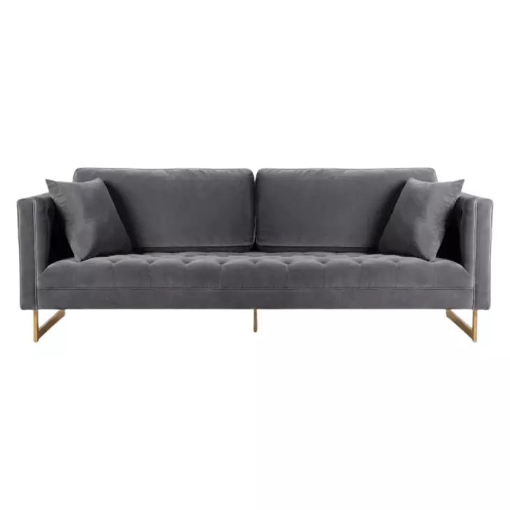 Lenox Gray Velvet Modern 90" Sofa