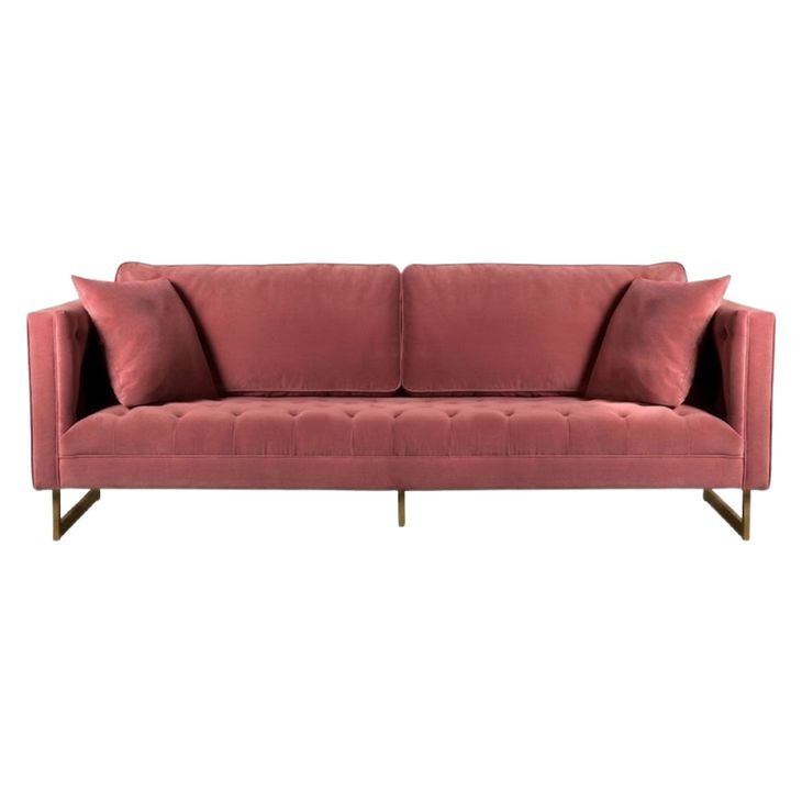 Lenox Pink Velvet Modern 90" Sofa