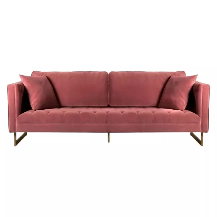 Lenox Pink Velvet Modern 90" Sofa
