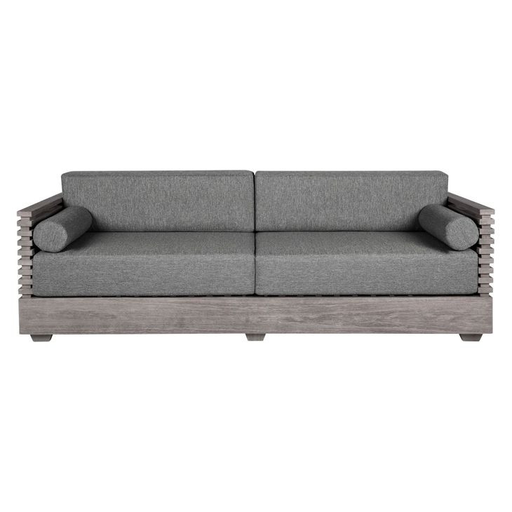 Vivid Light Gray Performance Fabric Outdoor 83" Patio Sofa