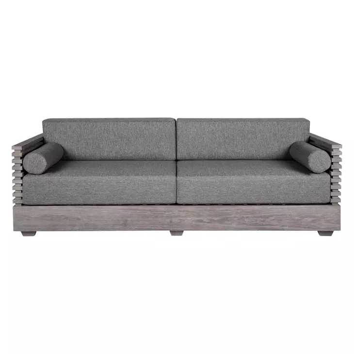 Vivid Light Gray Performance Fabric Outdoor 83" Patio Sofa