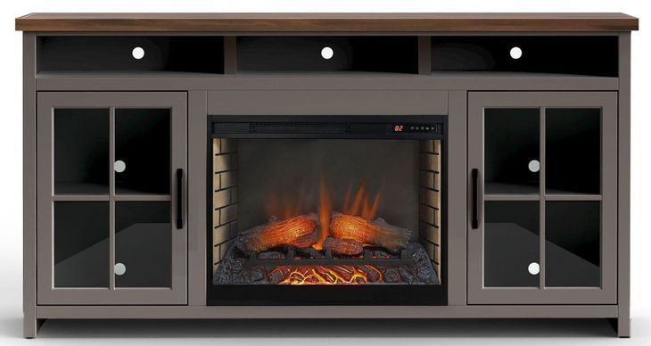 Avalon Sandstone and Whiskey 74" TV Stand with Fireplace