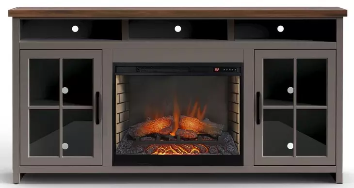 Avalon Sandstone and Whiskey 74" TV Stand with Fireplace