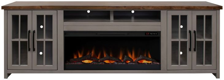 Avalon Sandstone and Whiskey 97" TV Stand with Fireplace