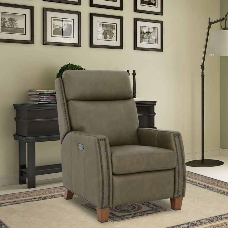Anaheim Oasis Olive Leather Power Recliner wirh Power Headrest and Power Lumbar