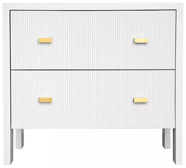 Andre Matte White Lacquer Oak 2 Drawer Side Table