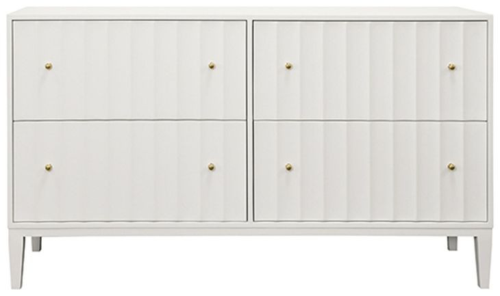 Angus Matte White Lacquer 4 Drawer Fluted Chest