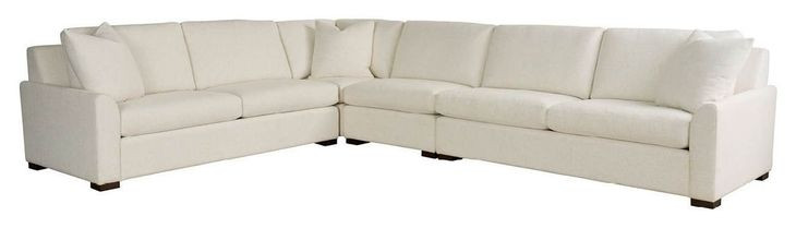 Anna Henequen Ivory Performance Fabric 4 Piece Modular Sectional with Pillows