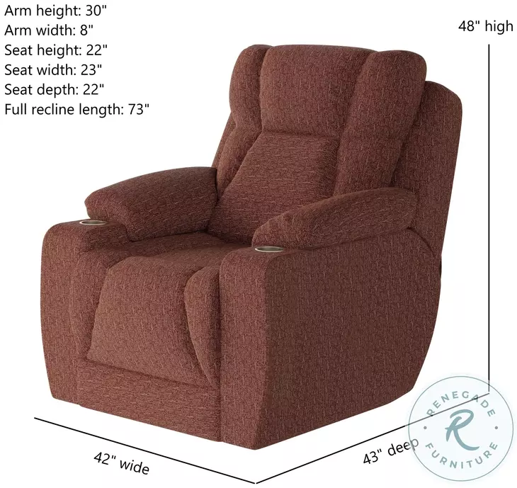Challenger Berber Henna Power Headrest Wall Hugger Big Mans Recliner