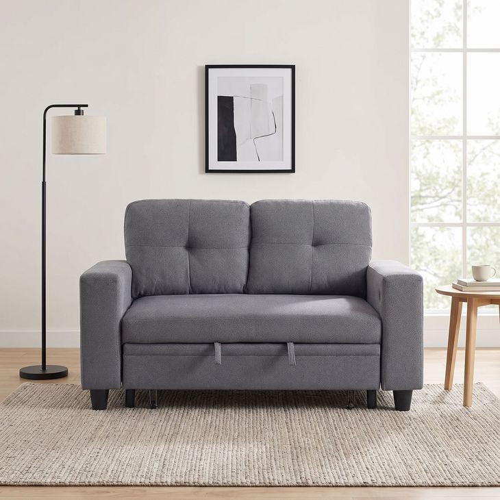 Ansley Gray 57" Loveseat with Pull Out Bed