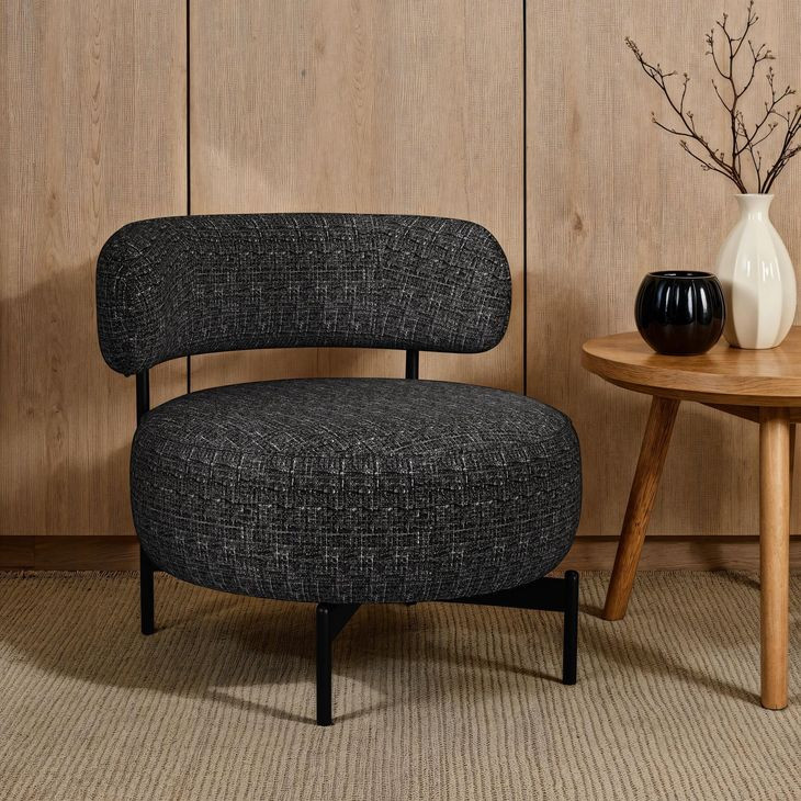 Rita Black Upholstered Swivel Chair