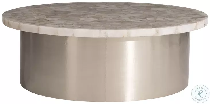 Shimla White Agate Marble And German Silver Occasional Table Set