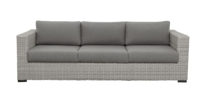 Blakley Gray 94" Outdoor Sofa with Half Round Wicker