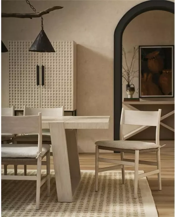 Dwell Beige and River Rock Upholstered Wood Back Side Chair Set of 2