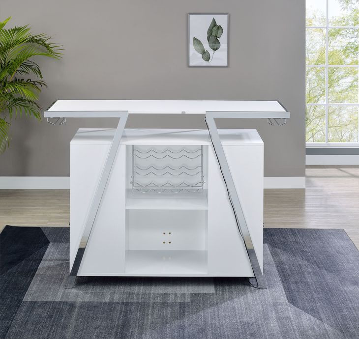 Zena White Bar Cabinet with LED Lights