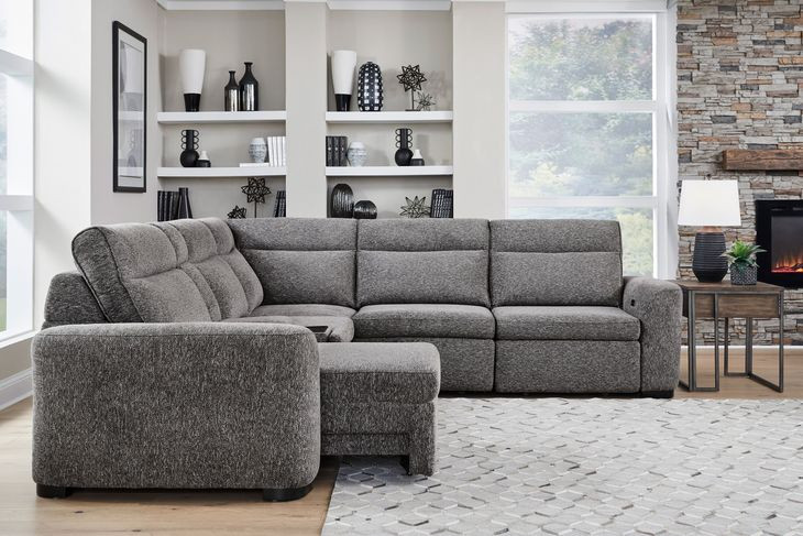 Kline Nightfall 6 Piece Modular Power Sliding Sectional with USB Charging and Console