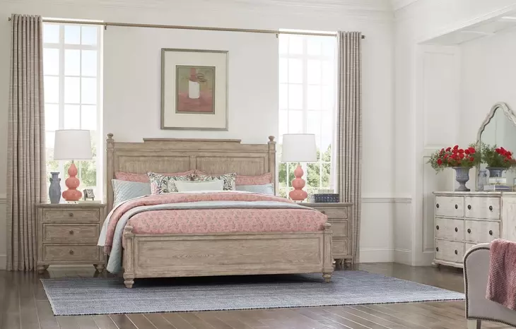 Cambric Creme 6 Drawer Helene Dresser with Arched Serpentine Mirror