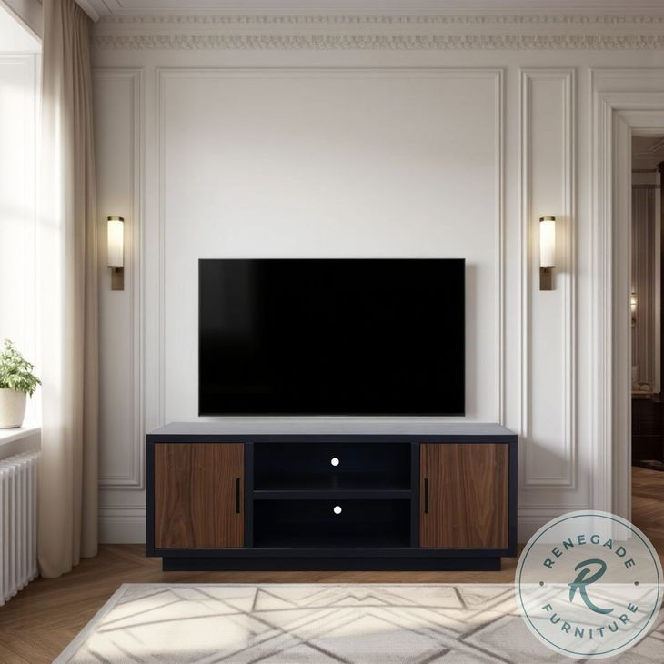 Aria Black And Walnut 66" TV Stand