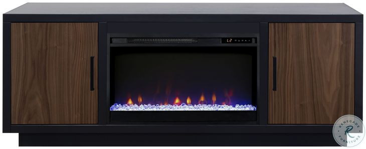 Aria Black And Walnut 66" Fireplace TV Stand