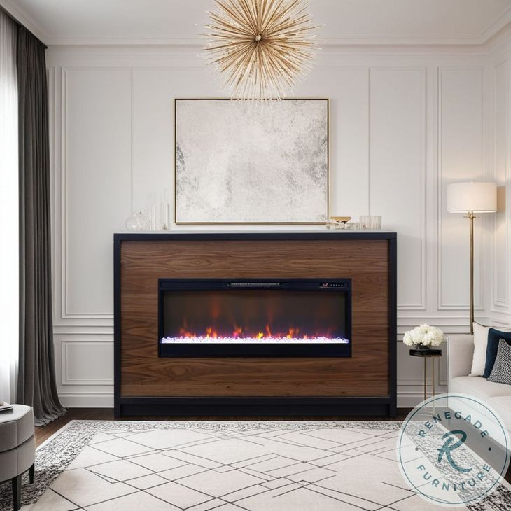 Aria Black And Walnut 62" Fireplace TV Stand