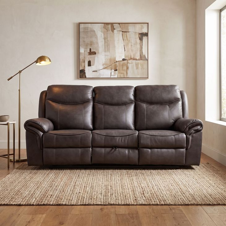Aram Dark Brown 89" Double Reclining Sofa