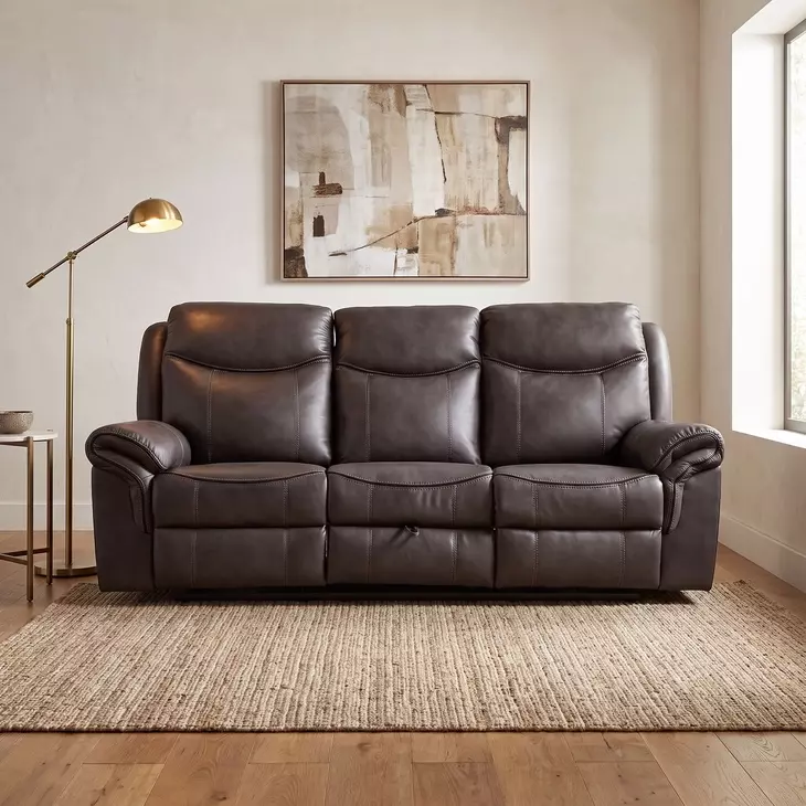 Aram Dark Brown 89" Double Reclining Sofa
