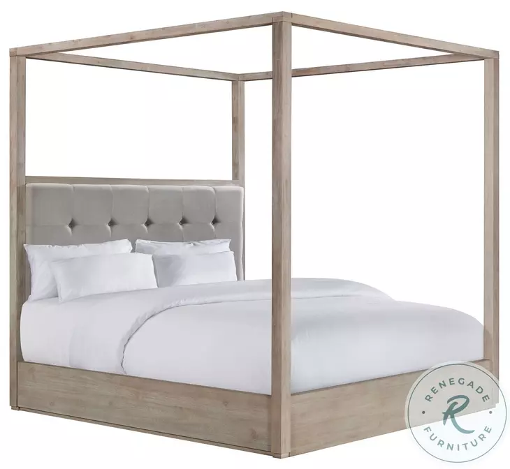 Cadia Grey King Upholstered Canopy Bed