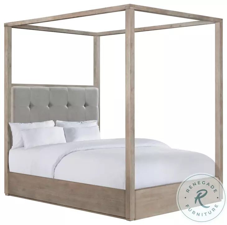 Cadia Grey Upholstered Canopy Bedroom Set