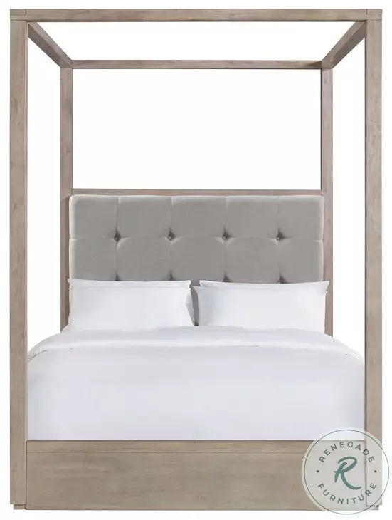 Cadia Grey Queen Upholstered Canopy Bed
