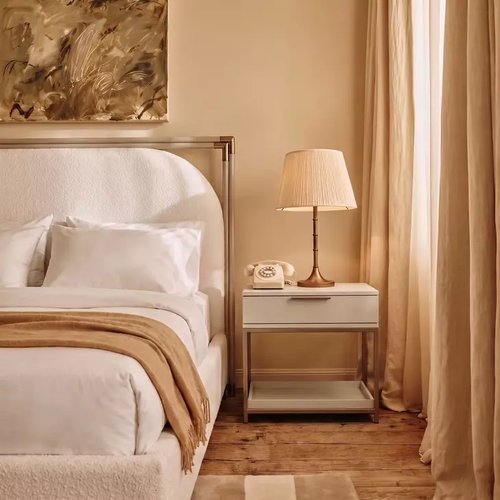 Saharaine Champagne Gold And Cream Nightstand