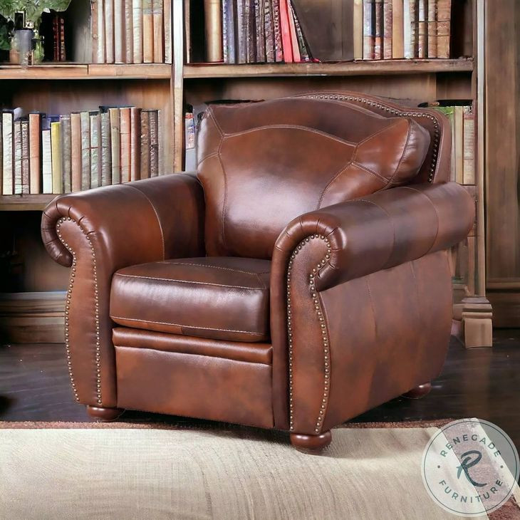 Ardentia Marco Leather Upholstered Accent Chair with Nailhead Trim