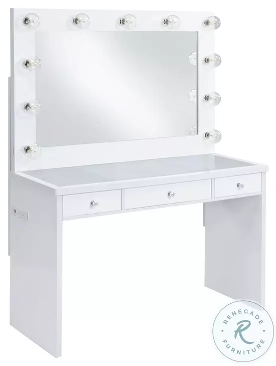 Ari White Vanity With MIrror With LED Light