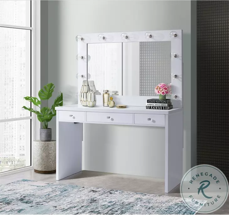 Ari White Vanity With MIrror With LED Light