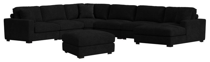 Mesa Black Upholstered Square Modular Ottoman