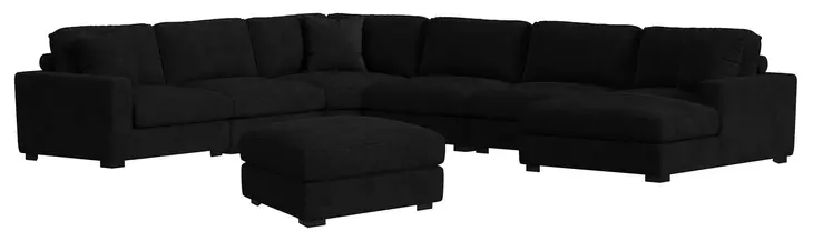 Mesa Black Upholstered Square Modular Ottoman
