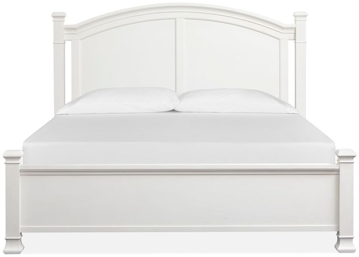 Crownfall Whisper White and Cerused Nutmeg Queen Panel Bed