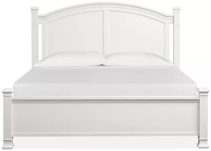 Crownfall Whisper White and Cerused Nutmeg Queen Panel Bed
