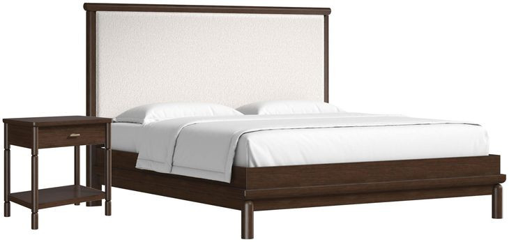 Verge Handcrafted Walnut and Cream Upholstered Panel Bedroom Set