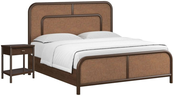 Verge Handcrafted Walnut Woven Panel Bedroom Set