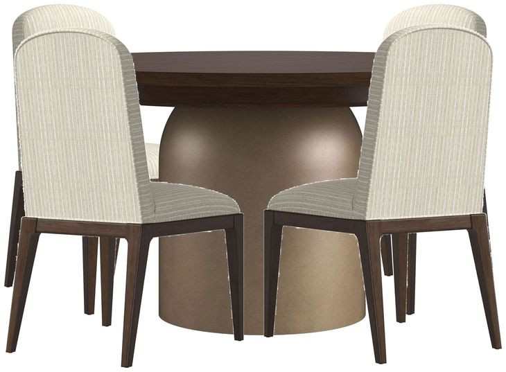 Verge Handcrafted Walnut and Bronze Metallic Extendable Round Dining Room Set