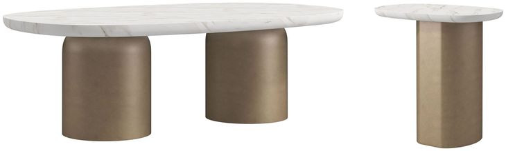 Verge Bronze Metallic and White Marble Top Occassional Table Set