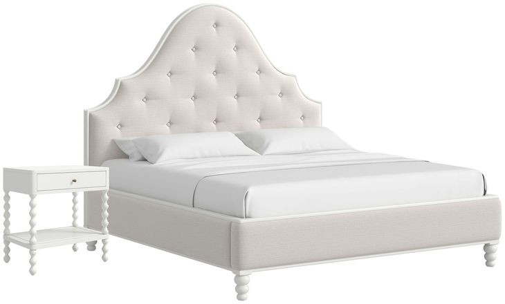 Haven Warm White and Ivory Upholstered Panel Bedroom Set