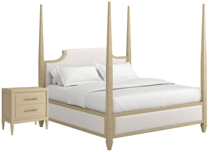Eave Sundrenched Oak and Ivory Upholstered Panel Bedroom Set