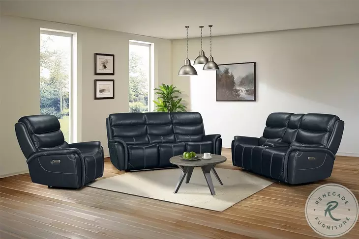 Florin Navy Power Reclining Loveseat