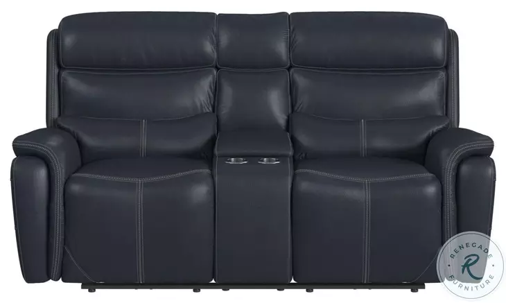 Florin Navy Power Reclining 81" Loveseat