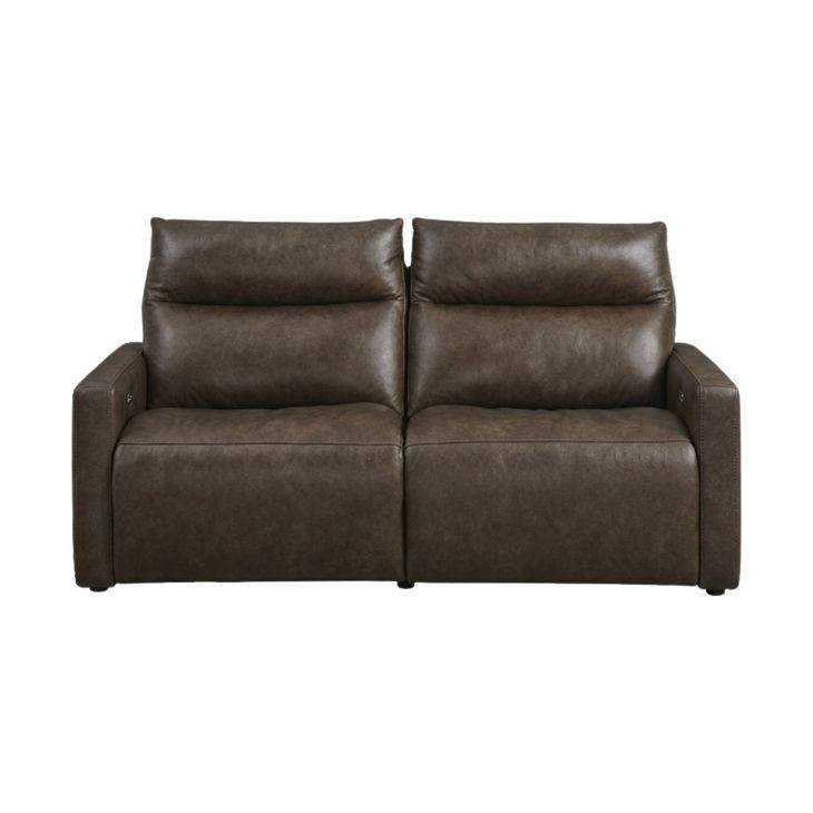 ModZ Chocolate Leather 2 Piece Modular Power Reclining Sectional with Power Headrest and USB Charging