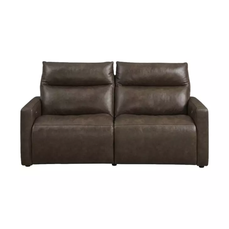 ModZ Chocolate Leather 2 Piece Modular Power Reclining Sectional with Power Headrest and USB Charging