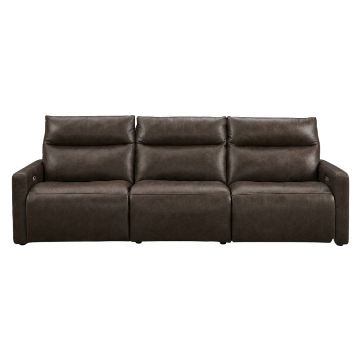 ModZ Chocolate Leather 3 Piece Modular Power Reclining Sectional with Power Headrest and USB Charging