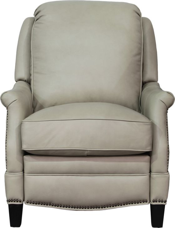Ashebrooke Shoreham Cream Leather Push Thru The Arms Recliner with Nailhead Trim