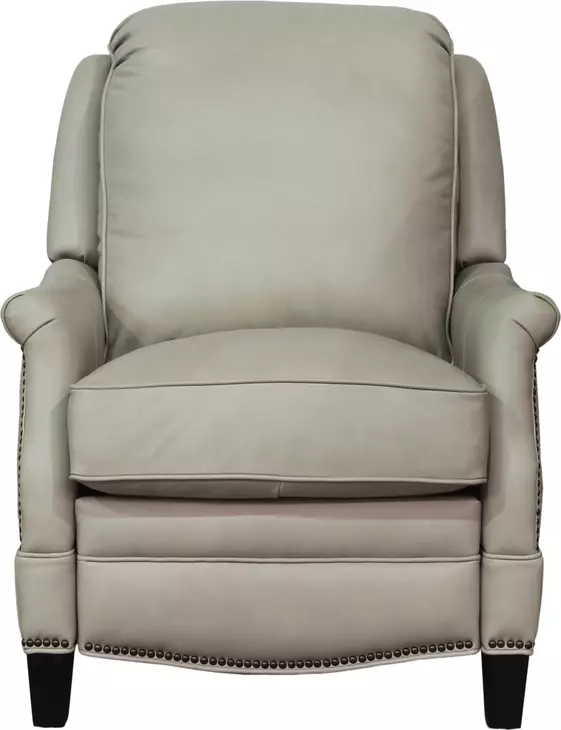 Ashebrooke Shoreham Cream Leather Push Thru The Arms Recliner with Nailhead Trim